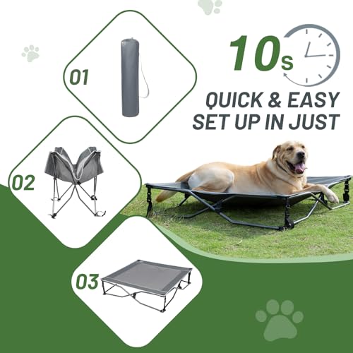 TIMBER RIDGE Outdoor Dog Bed, Cooling Elevated Pet Bed Portable Raised Dog Bed with Breathable Mesh, Dog Bed Foldable Dog Cot for Indoor & Outside, Grey - size: 36.6"L x 36.6"W x 7.9"Th