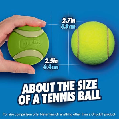 Chuckit! Max Glow Ultra Squeaker Ball, Medium (2.5 Inch Diameter), 1 Pack, for Breeds 20-60 lbs