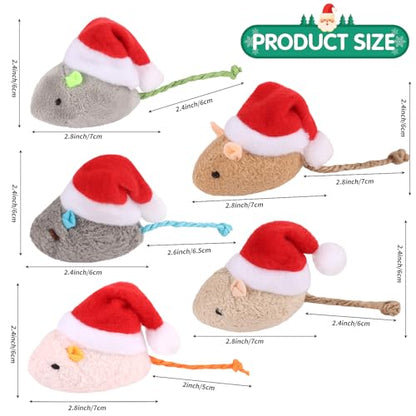 FOIMAS 6pcs Christmas Catnip Toys,Xmas Cat Toys Plush Mouse Interactive Chew Bite Toys for Cat Kitten Indoor - color: red xmas