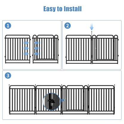New Thickened Version Dog Playpen, 32 Inch Dog Fences for The Yard, Portable Outdoor Dog Playpen for Large/Medium/Small Dogs, Foldable Metal Dog Dlaypen, with Doors (16 Panels, 32 Inch)