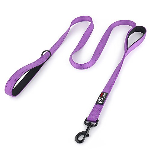 Plutus Pet Double Handle Dog Leash 4ft, Heavy Duty, Reflective Dual Handle Dog Leash for Safety Training, for Medium Large Dogs,2 Handle Leads(Purple) - color: Purple, size: 4 FT