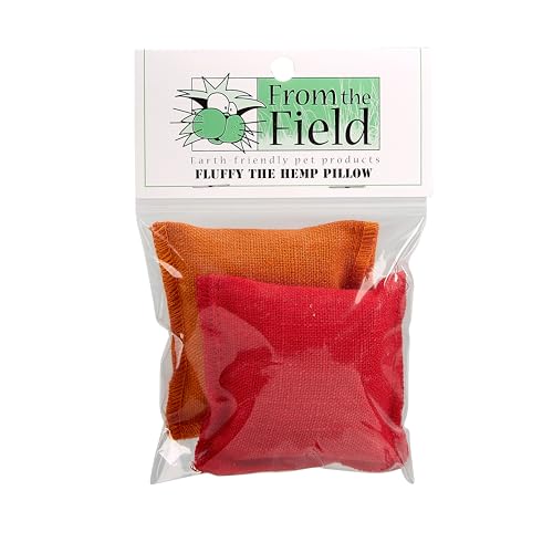 from The Field | 2-Pack Fluffy Hemp Catnip Pillow Toys – Durable, Eco-Friendly, Organic Catnip-Filled Toys for Cats – USA Made, Biodegradable, Natural Hemp Fabric for Safe Play