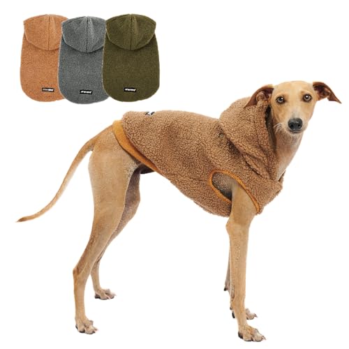 Tuff Pupper Fleece Dog Hoodie Sweater | Teddy Sherpa Outer & Soft Polar Fleece Lining | Adjustable Fit Winter Coat with Hood, Leash Hole, Ribbed Cuffs | for Small Medium Large XL XXL Dogs (Brown, XS) - color: Brown, size: 10-15 lbs (X-Small)