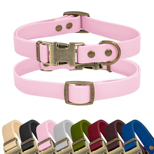 Rubber Dog Collar for Medium Dogs - Waterproof Dog Collar with Quick Release Metal Buckle Easy to Clean Puppy Collar for Outdoor Use, Purple(S:10"-14") - color: Purple, size: S:Collar:10"-14"