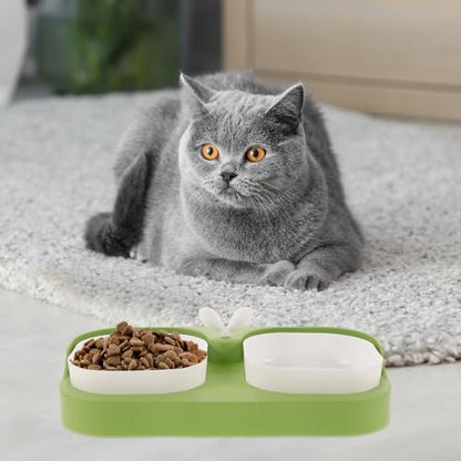 HEMOTON Cat and Dog Feeding Bowl Set Nonslip Plastic Pet Food and Water Bowls for Cats and Puppies Spill-Resistant Feeder for Home Use