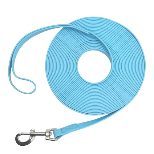 Waterproof Long Leash Durable Dog Recall Training Lead Great for Outdoor Hiking, Training, Yard, Beach and Swimming (Sky Blue, 15ft) - color: Sky Blue, size: 15ft