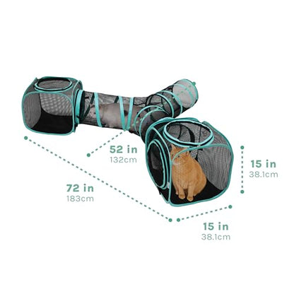 Kitty City Outdoor Catio Furniture and Play Kits for Cats, Three Way Tunnel - color: F) 3-Way Tunnel/Tent Combo