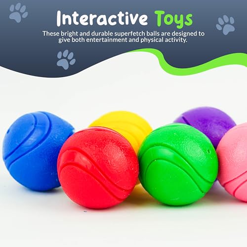 SuperFetch Dog Balls 1.5 Inch - Squeaky Dog Toys for Small Dogs and Puppies - Rubber Balls for Fetch, Training, Teething, Boredom and Solo Play - 6 Pack
