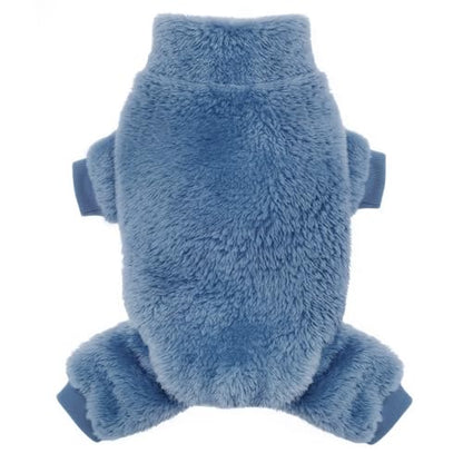Idepet Velvet Dog Pajamas, Turtleneck Pet Sweater Fuzzy Plush Onesie Soft Cat Apparel Pet Clothes Winter Outfit Doggy Pjs Puppy Jumpsuit for Small Dogs Cats (Blue,S) - color: Blue, size: Small