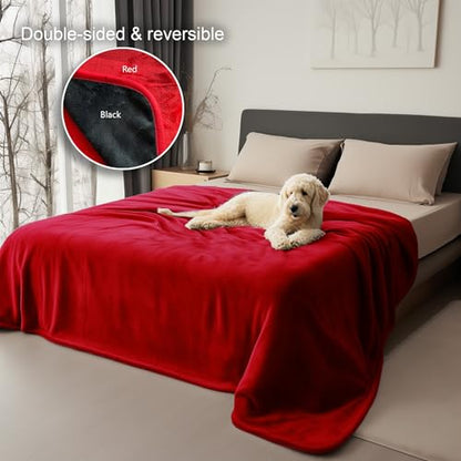 Waterproof Throw Blanket – Leakproof, Spill-Proof Flannel Blanket for Bed, Couch, Kids & Pets Protection, Reversible Water-Proof Design (Passion Red & Midnight Black, Throw) - color: Velvet Red/Obsidian Black, size: Throw