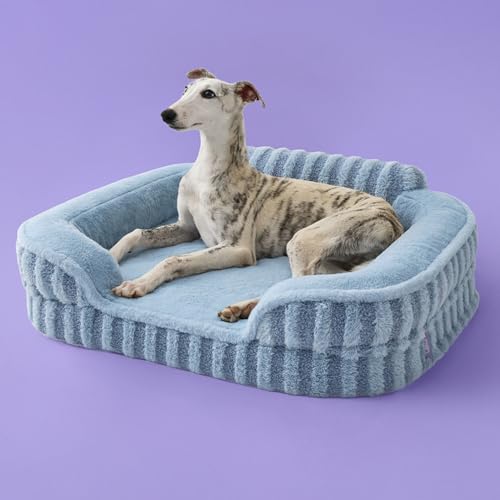LE SURE Cute Dog Bed Medium Size Dog, Orthopedic Waterproof Medium Pet Beds with Sides, High Back Non-Slip Bottom and Egg-Crate Foam Pet Couch Sofa with Washable Removable Cover, Blue - color: Blue, size: 28.0"l X 23.0"w X 6.5"th