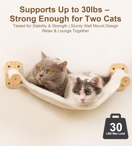 Cat Stairs Hammock Set of 3 – Cat Wall Shelves with 1 Floating Fabric Hammock, 2 Wall Ladders with 4 Steps Each - color: 3 in 1 Hammock