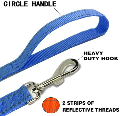 Reflective Dog Leash 4Ft /5 Foot /6 Feet Long, 1 Inch Wide, for Small and Medium Dogs - color: Reflective Blue, size: 1'' x 4 FT
