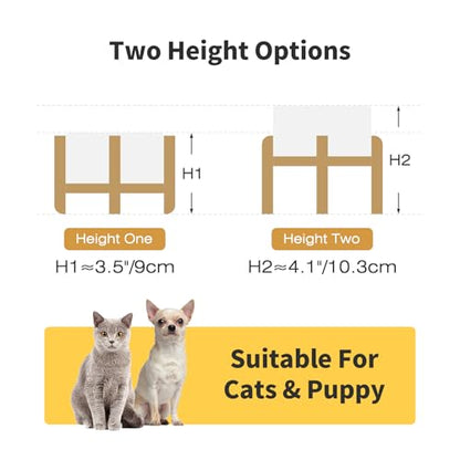 Elevated Ceramic Dog Bowl Set, 5.1" Dog Bowls with Dual Fixed Heights Stand, Elevated Food & Water Bowls for Adult Cats, Small-Breed Puppies, Non-Slip (Double Bowls + Stand - White, 5.1 inch) - color: Double Bowls + Stand - White, size: Xs - 5.1 Inch