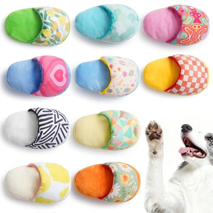 Nocciola 10 Pack Slipper Dog Toys, Squeaky Crinkle Plush Dog Toys for Small Medium Dogs, Interactive Chew Toys for Boredom, Indoor Soft Puppy Toy Set - style: Novelty