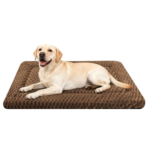 Dog Bed Mat,Reversible & Ultra Soft Kennel Pad-Machine Washable Pet Bed for Dogs & Cats-All-Weather Crate Liner for Crates,Carriers & Travel (Dark Brown, 35" L x 23" W x 1.5" Th) - color: Dark Brown, size: 35.0"L x 23.0"W x 1.5"Th