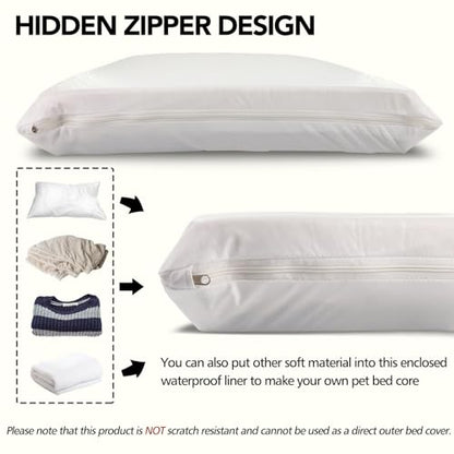 Waterproof Dog Bed Liner, Washable Replacement Cover Reusable Pet Pee Water Resistant Proof with Zipper, Liner Only 20x15 inch - size: 20x15x3 inch