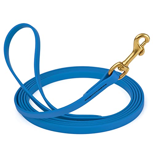 Viper K9 Biothane Working Dog Leash Waterproof Lead for Tracking Training Schutzhund Dog Sport and Search - Odor-Proof Long Line with Solid Brass Snap for Puppy Medium and Large - Water Friendly - color: Cerulean Blue, size: 1/2" x 10ft