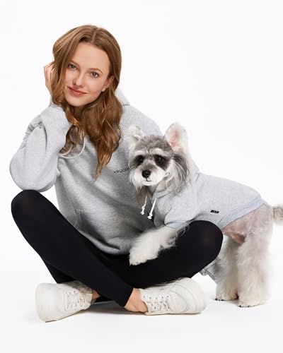 XPUDAC Matching Hoodie for Dogs and Humans Fleece Sweatshirt Soft Warm Pet Hoodie Sweater for Large Small Medium Dog and Owner Matching Clothes Cold Weather, Grey, X-Small - color: Grey-only for pet, size: X-Small