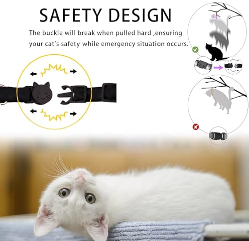 Breakaway Cat Collar with Bow Tie,2 Pack Adjustable Kitten Collars with Removeable Bowtie and Bells for Girl Boy Cats. (Pink and White) - color: pink and white