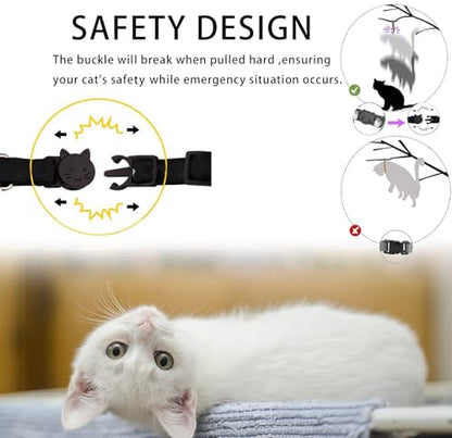 Breakaway Cat Collar with Bow Tie,2 Pack Adjustable Kitten Collars with Removeable Bowtie and Bells for Girl Boy Cats. (Pink and White) - color: pink and white