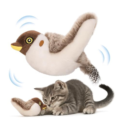 Flying Bird Cat Toy (Not a Flying Toy) – Flappy Bird Cat Toy with Flapping Wings & Chirping Sound, USB Rechargeable Motion-Activated Toy for Indoor Cats - style: Bird Cat Toy