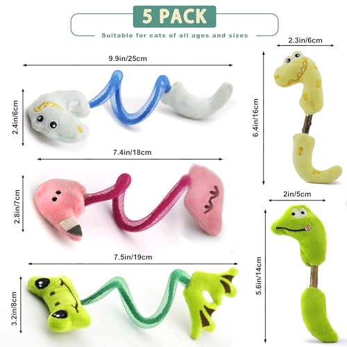Interactive Cat Toys Set, Silvervine Chew Sticks and Catnip Spring Ropes, Indoor Cat Toys for Exercise and Dental Care, for All Cat Breeds (5 Packs) - color: 5 Packs