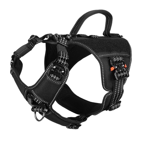 ICEFANG GN8 Tactical Dog Harness with 4X Metal Buckles for Small Sized Dogs,Reflective in Training Walking K9 Vest,No-Pull Front Leash Clip,Adjustable Pet Harness (Black, Small (Pack of 1)) - color: Black, size: Small (Pack of 1)