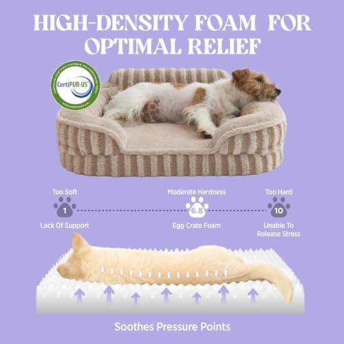LE SURE Cute L-Plus Dog Beds, Orthopedic Waterproof Large Pet Bed with Sides, High Back Non-Slip Bottom and Egg-Crate Foam Dog Couch Sofa with Washable Removable Cover, Hazel - color: Hazel, size: 38.0"l X 28.0"w X 7"th