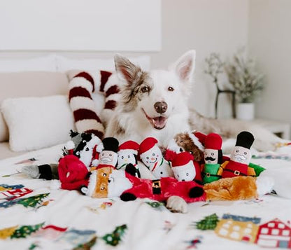ZippyPaws Skinny Peltz - No Stuffing Dog Toys to Keep Them Busy, for Medium and Large Dogs, Squeaky Unstuffed Chew Toys for Pets, Soft Plush Variety Pack, Fox, Raccoon, & Squirrel - Holiday 3-Pack - style: Santa Fox, Raccoon, and Elf Squirrel - Large (3-p