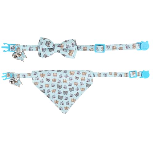 Cat Collar Breakaway with Cute Bow Tie Bandana and Bell Accessories Butterfly for Kitty Adjustable Safety - color: butterfly