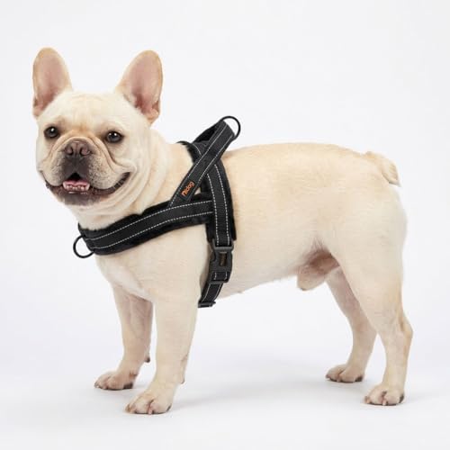 Didog Soft Flannel Padded Dog Vest Harness, No Pull/Quick Fit Reflective Dog Strap Harness, Easy for Training Walking (S:Chest 18-22", Black) - color: Black, size: S:chest 18-22"