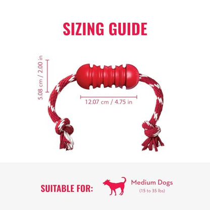 KONG Dental with Rope- for Dog Dental Care - Stuffable Chew Toy - Provides Chewing Outlet & Satisfies Instinctual Needs - Cleans Teeth & Gums - Made with Durable Natural Rubber - for Medium Dogs - size: Medium (Pack of 1)