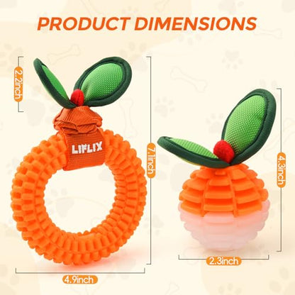 LIFLIX 2-Pack Dog Teeth Cleaning Toys, Durable TPU Bite and Brush Dog Toys for Small and Medium Dogs, Dental Puppy Teething Toys