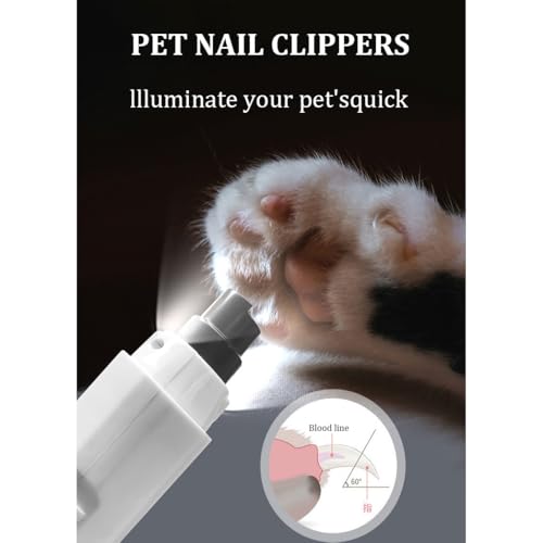 Silent Groom Pro, Nail Trimmer with LED Light & 5 Speeds,Quick USB Charge,Electric Rechargeable Pet Nail Trimmer for Small Medium Large Dogs & Cats - color: White-02