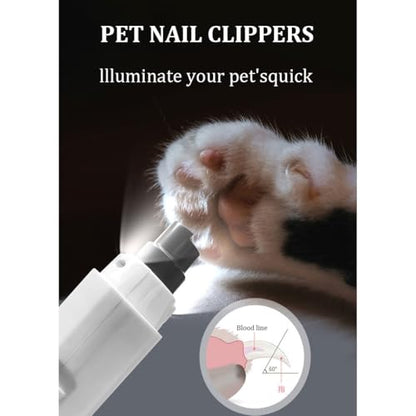 Silent Groom Pro, Nail Trimmer with LED Light & 5 Speeds,Quick USB Charge,Electric Rechargeable Pet Nail Trimmer for Small Medium Large Dogs & Cats - color: White-02