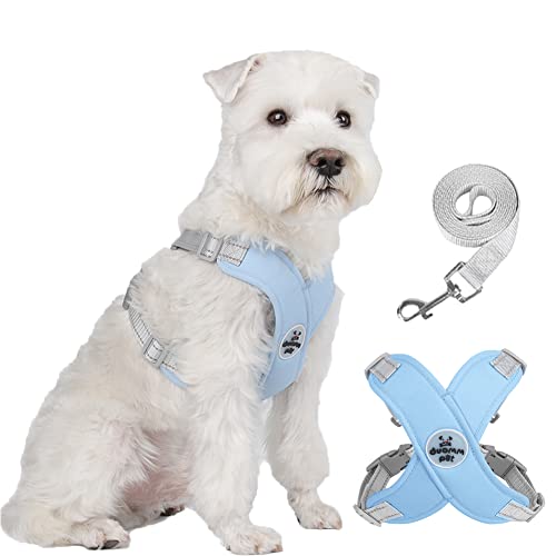 Dog Harness Pet X Frame No Pull Step-in Harnesses with Leash Set, Adjustable Reflective Choke Free Puppy with Padded Vest for Small, Medium Dogs and Cats Walking Training - color: Blue, size: Large