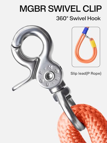 Hands Free Dog Leash, 5-in-1 Adjustable Waist Training Leash for Walking& Hiking – Dual Lead Rope with Padded Handle,MGBR Rotating Metal Clip - color: Classic-Orange-5Ft