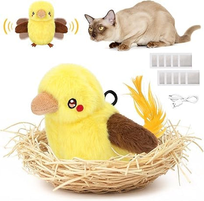 Cat Toys, Flapping Bird Cat Toy(No Flying), Interactive Catnip Toy with Catnip Bags, Chirping Noise Enrichment Moving Wings Dog Cat Kitten Toys, Flappy Flying Pets Toy for Indoor(Oriole) (A9) - color: A9