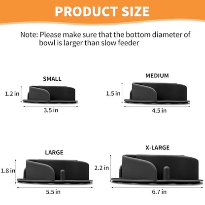 Slow Feeder Dog Bowls Insert, Animire Soft Silicone Slow Eating Dog Food Bowl for Small, Medium and Large Dogs, Compatible with Regular and Elevated Bowls - color: Black, size: L