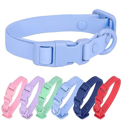 Waterproof Dog Collar Soft Rubber Dog Collar with Safety Buckle Adjustable Pet Collars for Small Medium Large Dogs - color: Lblue, size: S