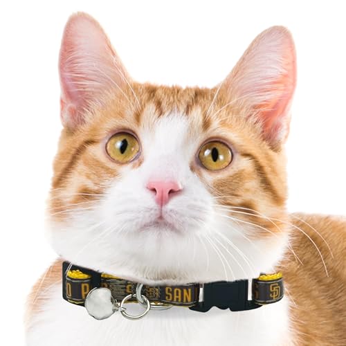 Pets First MLB Cat Collar San Diego Padres Satin Baseball Team Collar for Dogs & Cats. A Shiny & Colorful Cat Collar with Ringing Bell Pendant - color: San Diego Padres