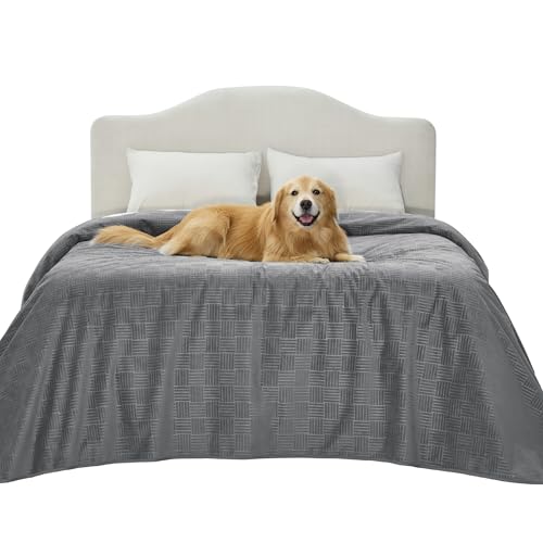 Bedsure Waterproof Bed Cover for Dogs Washable - Waterproof Blanket for Full Bed Couch Sofa Cozy, Lightweight Furniture Protector for Pet Cat Quick Drying, Ash Grey, 82x82IN - color: Ash Grey, size: 82x82 inch