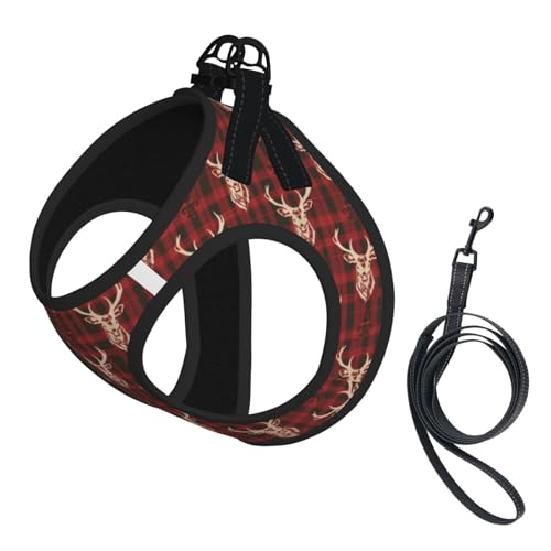 Deer Christmas Pet Harness Escape Proof Dog Harness Adjustable Mesh Padded Reflective Dog Vest Harness and Leash Set Small - color: Style 6, size: Small