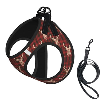 Deer Christmas Pet Harness Escape Proof Dog Harness Adjustable Mesh Padded Reflective Dog Vest Harness and Leash Set Medium - color: Style 6, size: Medium