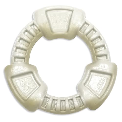 Spunky Pup Clean Earth Recycled Ring Dog Toy | Made from 100% Recycled Water Bottles | Eco-Friendly | Chicken Flavored | Dental Texture Promotes Clean Teeth and Gums | Dog Ring Toy Made in The USA - style: Ring