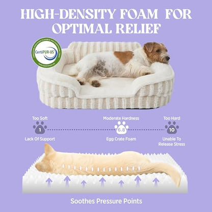 LE SURE Cute Dog Beds Large Sized Dog, Orthopedic Waterproof Large Pet Bed with Sides, High Back Non-Slip Bottom and Egg-Crate Foam Pet Couch Sofa with Washable Removable Cover, Beige - color: Beige, size: 35.0"l X 25.0"w X 7"th