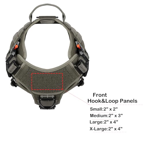 ICEFANG Tactical Dog Harness, Medium Size,2X Metal Buckle,Working Dog MOLLE Vest with Handle,No Pulling Front Leash Clip,Hook and Loop Panel (Green,M (Pack of 1)) - color: Green, size: Medium (Pack of 1)