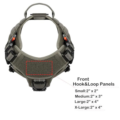 ICEFANG Tactical Dog Harness, Medium Size,2X Metal Buckle,Working Dog MOLLE Vest with Handle,No Pulling Front Leash Clip,Hook and Loop Panel (Green,M (Pack of 1)) - color: Green, size: Medium (Pack of 1)