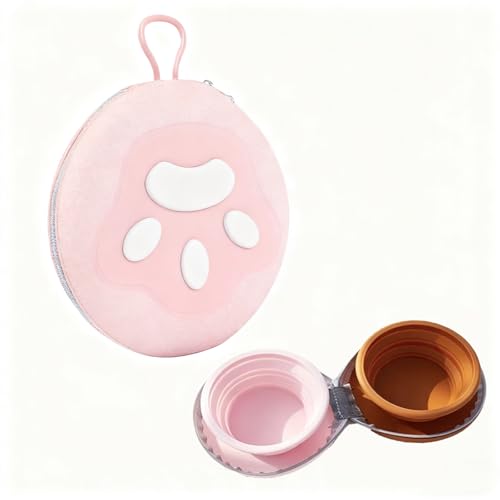 Zegcohjave Collapsible Dog Bowls,Travel Dog Bowl, Dog Water Bowl,Cat Bowl,Portable Pet Bowl, Suitable for Travel, Camping, and Hiking(Brown and Pink) - color: Brown and pink